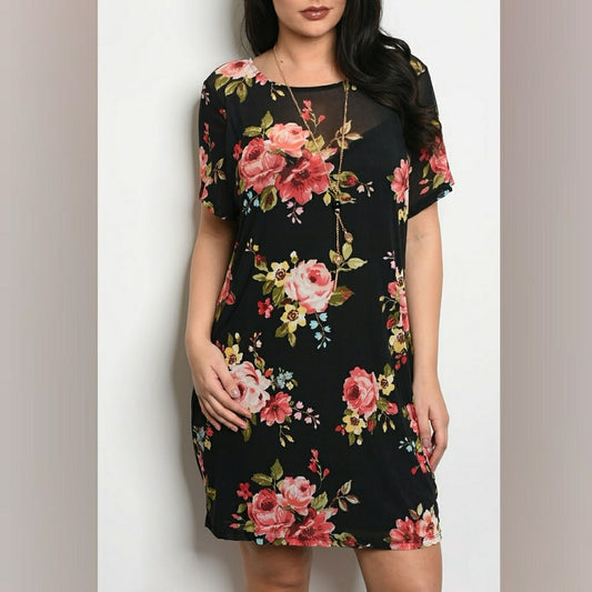 💎LAST 1X BLACK FLORAL PLUS SIZE DRESS 💎