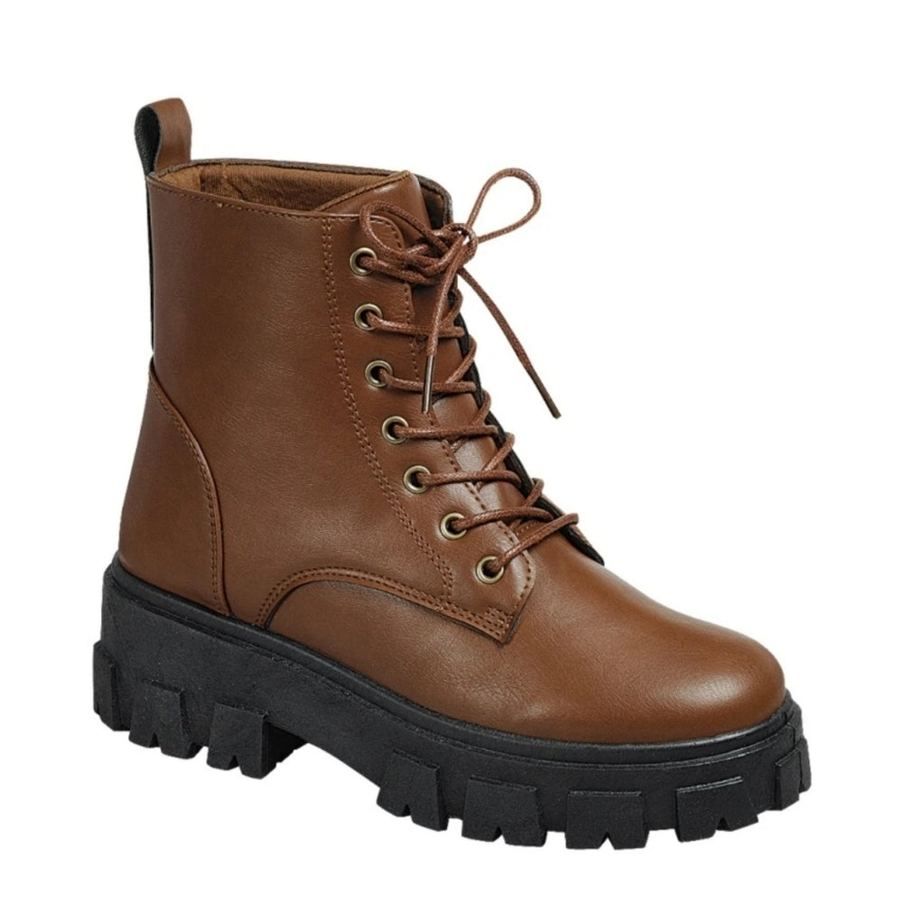 Bibi  combat Boot - dark Brown