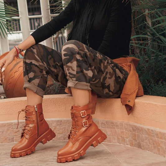 Just In Kashia Combat boot Tan color