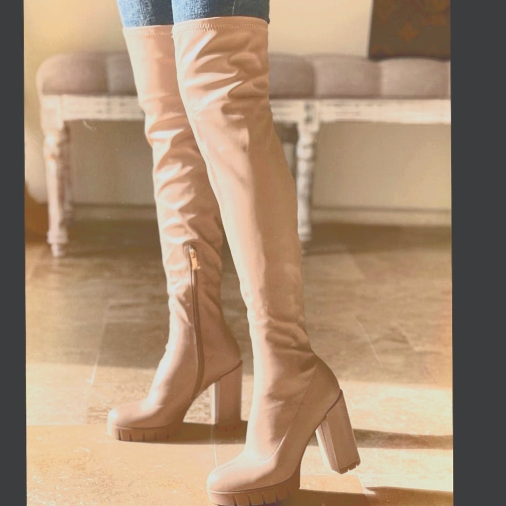Just In all night out Pu nude Boots