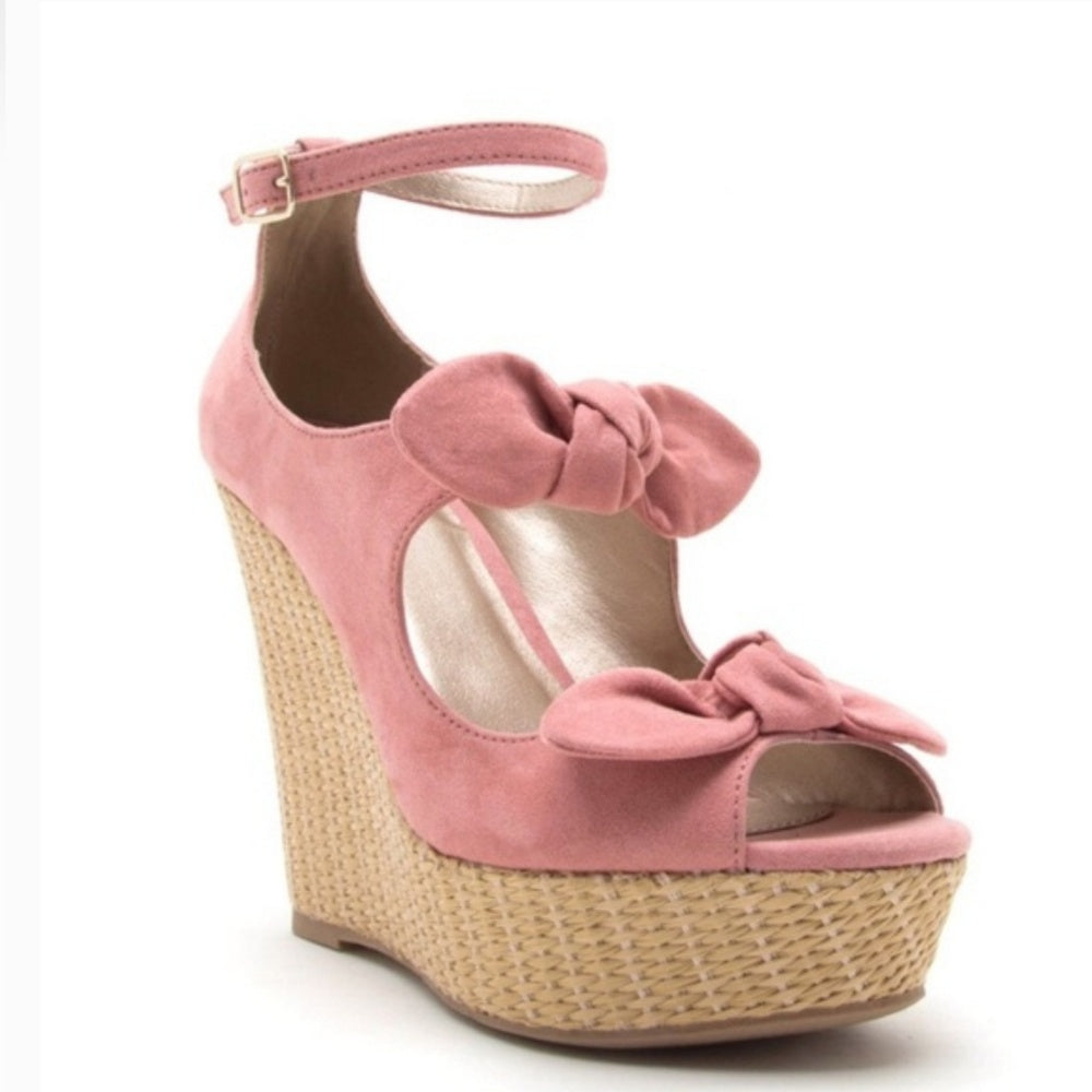 💖  last 10 💗Pink  SUEDE BOW ANKLE STRAP