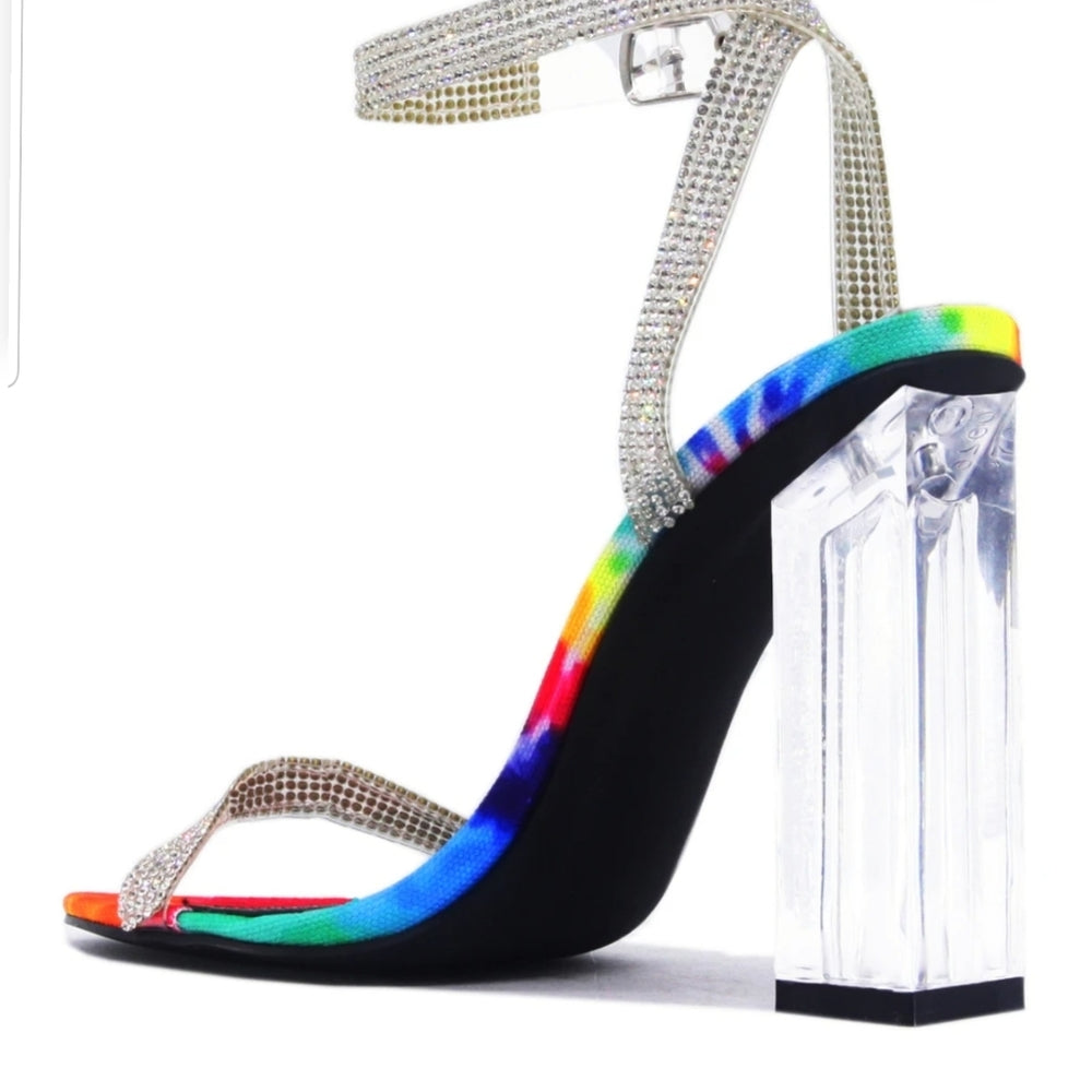 6,7,8.5 GLASS HEELS- MULTI Color