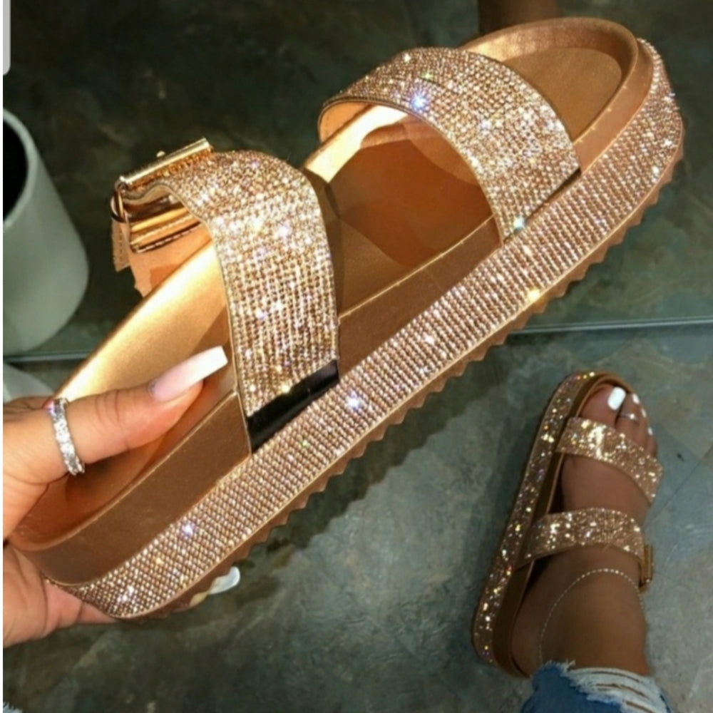 !! Bling blingRHINESTONE SANDAL-Rose Gold