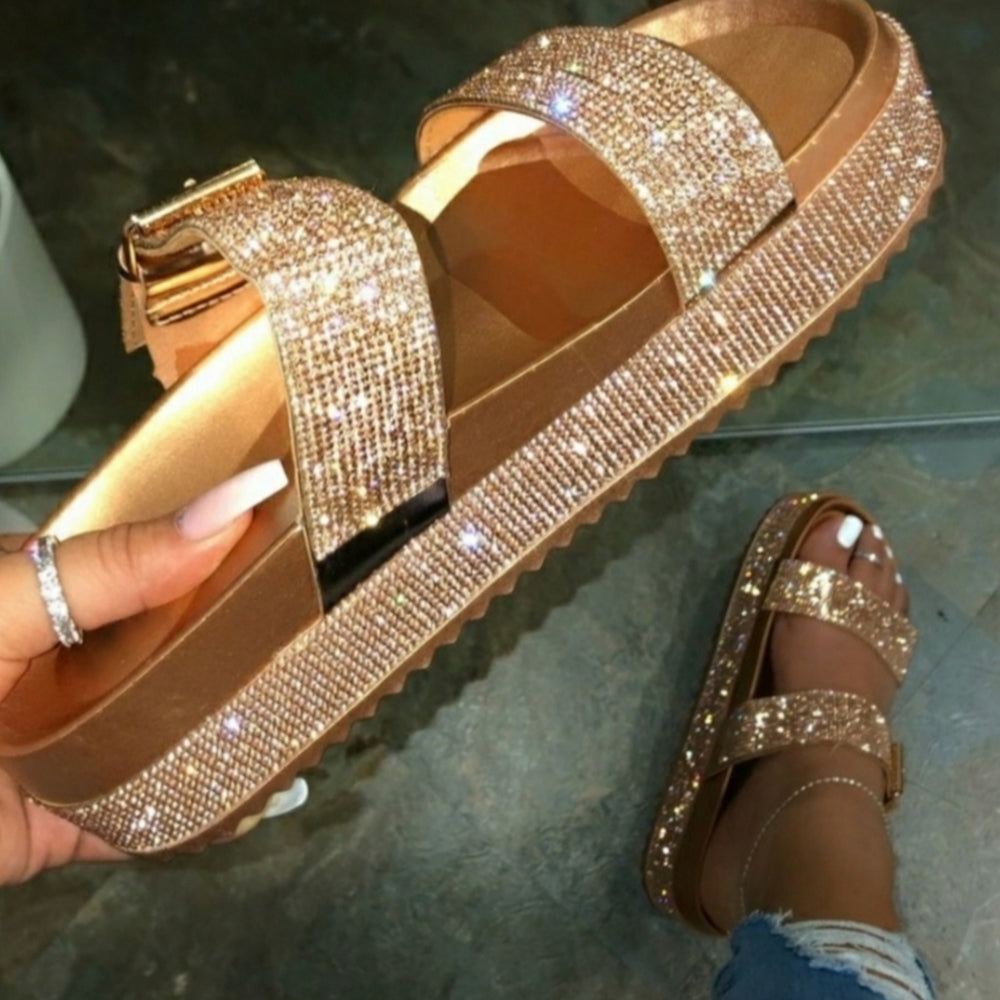 !! Bling blingRHINESTONE SANDAL-Rose Gold