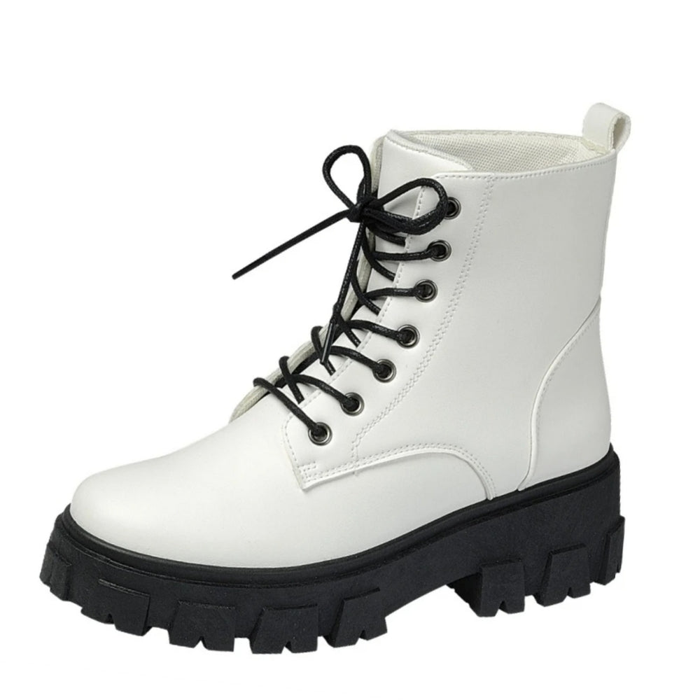 Just In White Ariana combat boot