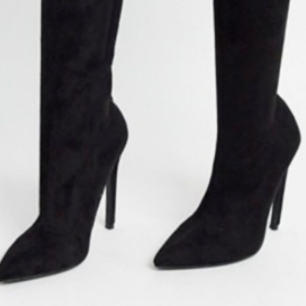 8.5, 9, 10 Low Stock  Into It - Black boots over knee