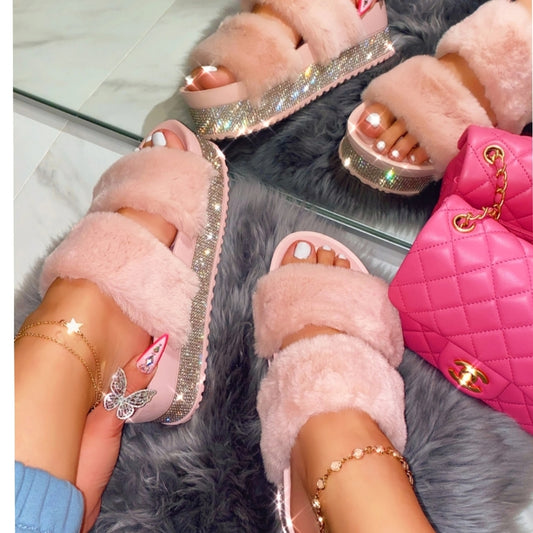 Just In 💓 Queen FUR SANDAL - MAUVE Color