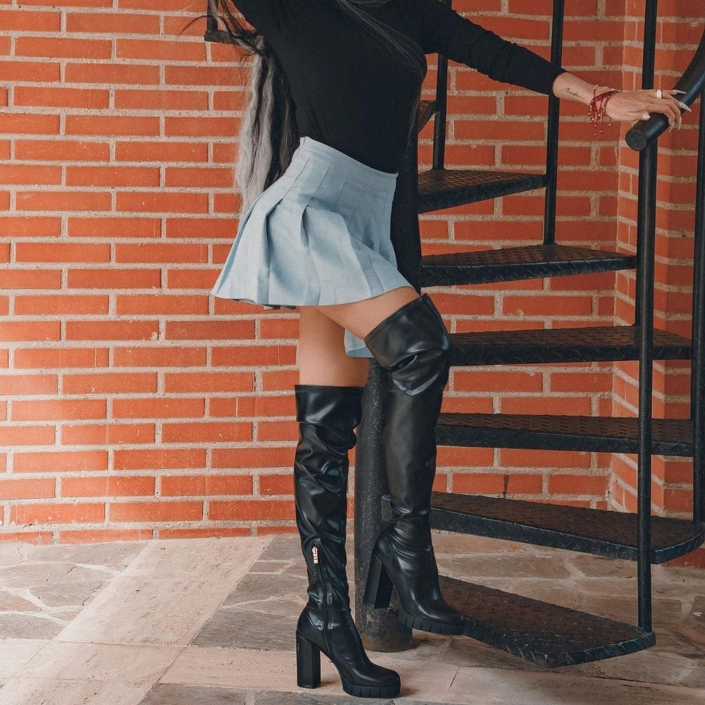 Just In Black night Out PU OVER Knee Boot