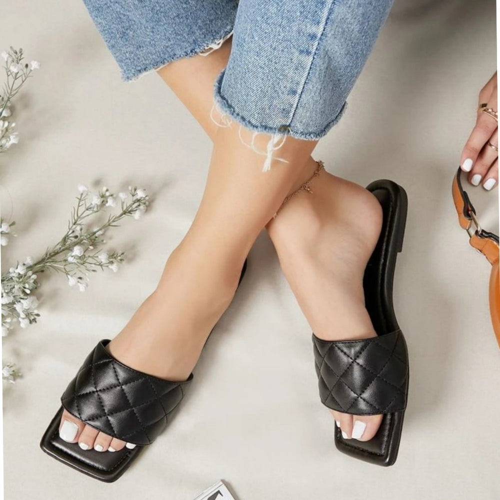 💟JUST IN '💕Quilted Vegan Leather Open-Toe