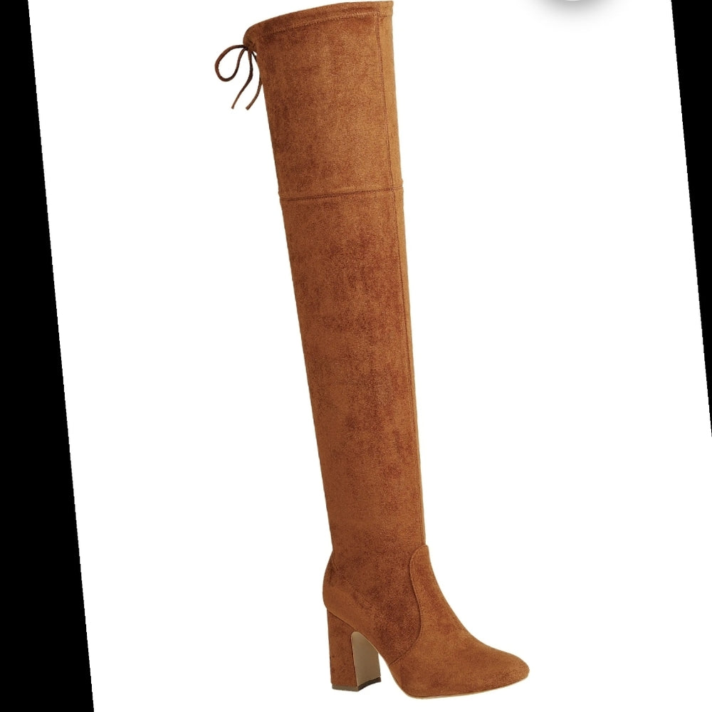 Just In Boots over knee camel Vegan Suede