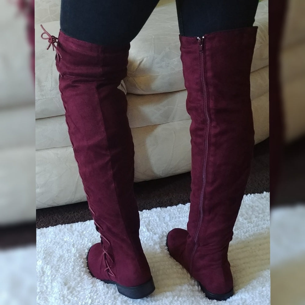 New woman Vegan Suede Boots Over knee